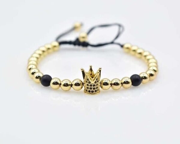 Stylish men’s bracelet displayed on a neutral backg